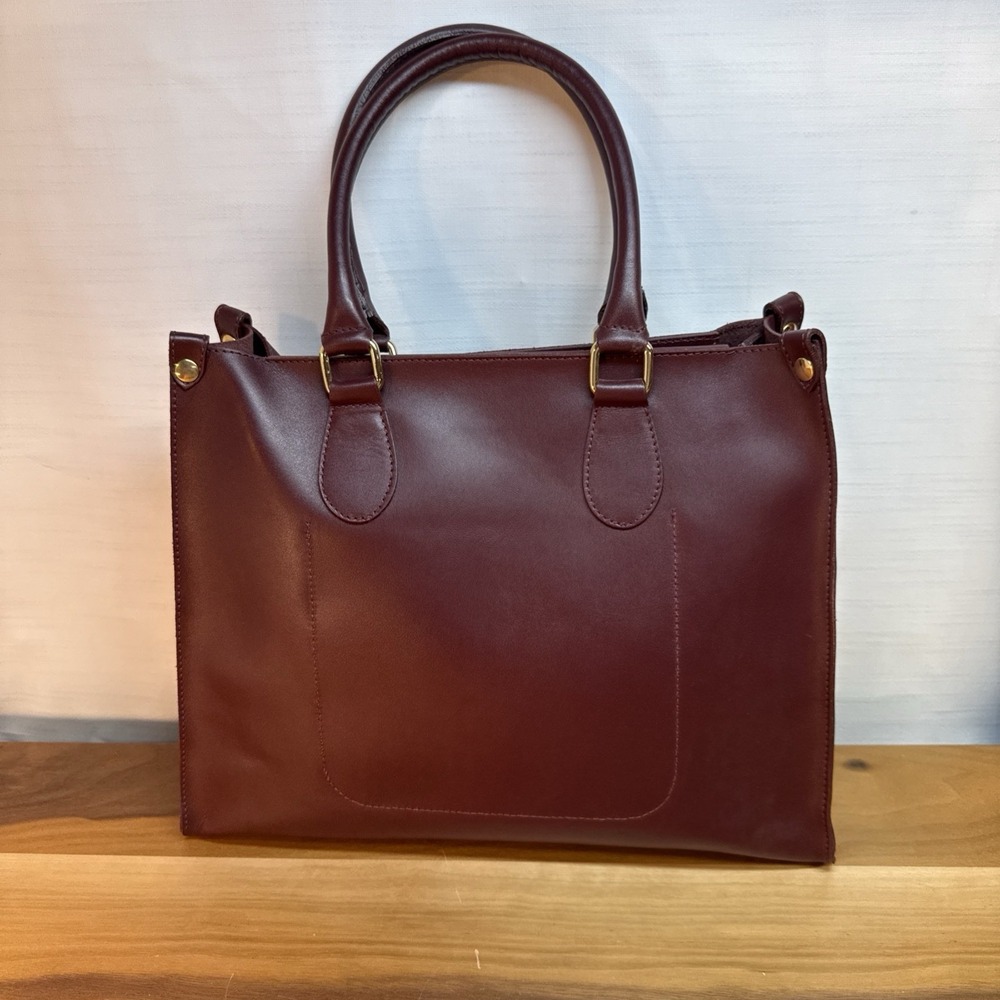 Giorgia Milani Burgundy Genuine Leather‎ Shoulder Bag Tote Made Italy NO STRAP